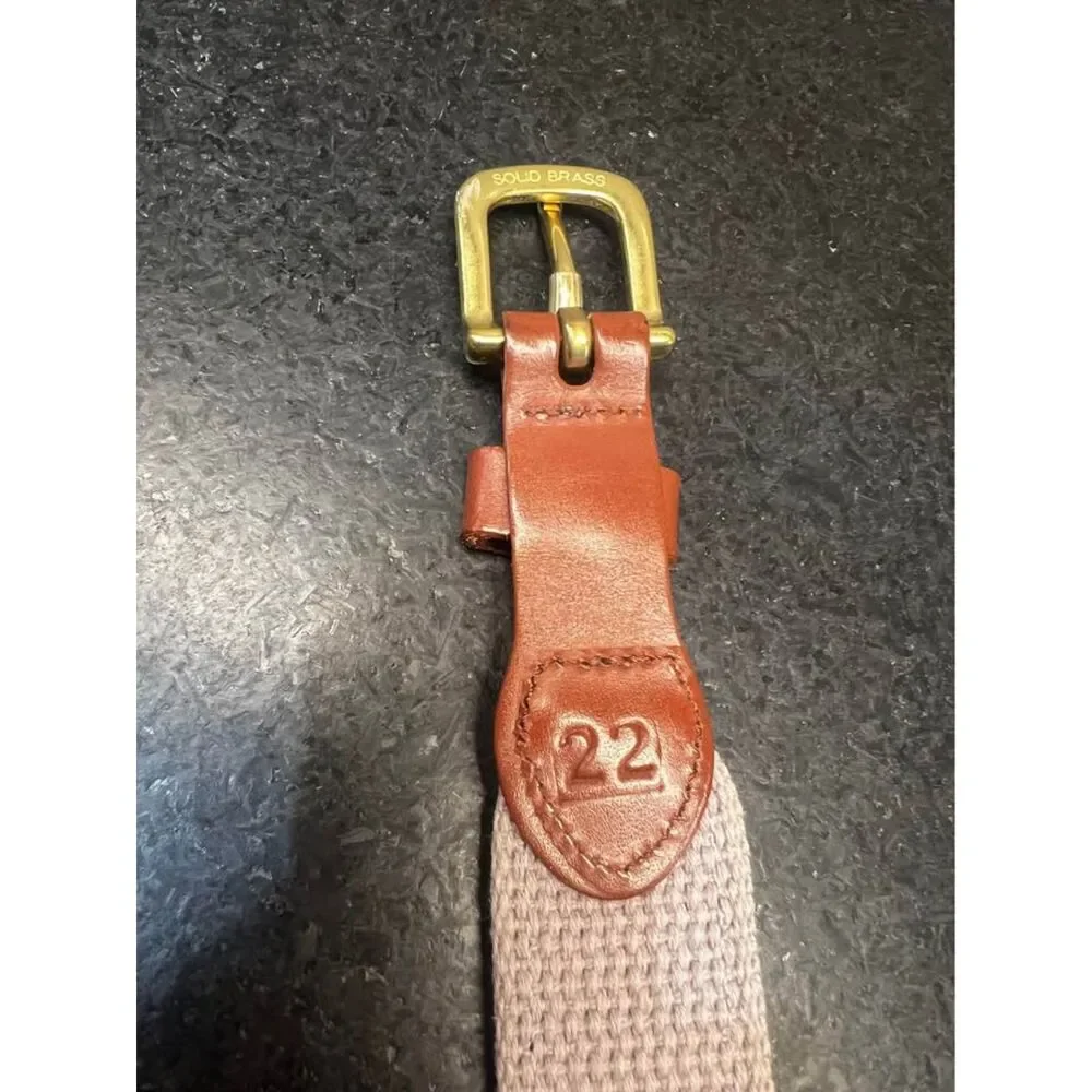 Leather Man Ltd Belt Brass Buckle Boy’s size 22 Canvas Leather Ribbon
